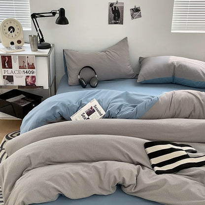 3pcs Duvet Cover Black Fashion Bedding Set for Men Grey Comforter Cover Microfiber Solid Color Quilt Cover with 2 Pillowcases