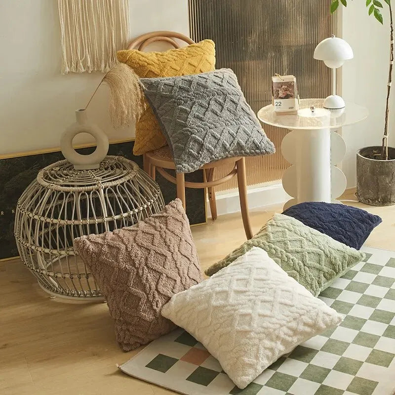 1pc Chenille Jacquard Geometric PatternThrow Pillow Cover, SquareThrow Pillow Case, Decorative Pillow Cover For Home Office Sofa