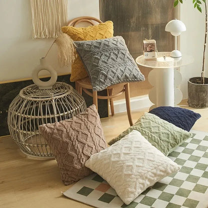 1pc Chenille Jacquard Geometric PatternThrow Pillow Cover, SquareThrow Pillow Case, Decorative Pillow Cover For Home Office Sofa