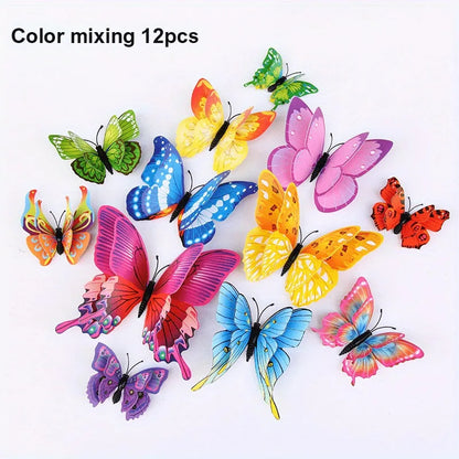 12pcs 3D Double Layer Butterfly Wall Stickers