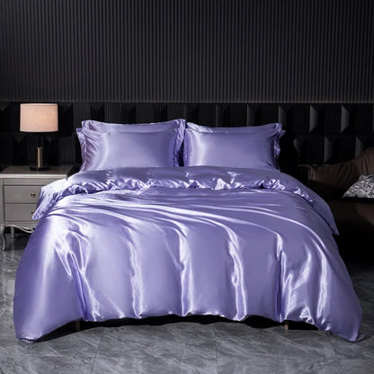 Luxury Bedding Set Solid Color Duvet Cover Bedsheet Pillowcase Smooth Satin Single Double King Queen Full Twin Size Quilt Cover