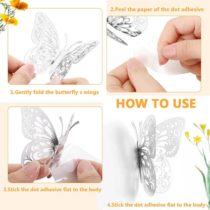 12Pcs 3D Hollow Butterfly Wall Stickers