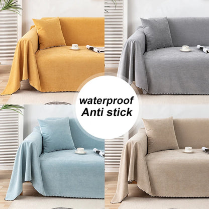 Waterproof Sofa Blanket Multipurpose Solid Color Furniture Cover Durable Fabric Dust-proof Anti-scratch Home Living Room Decor