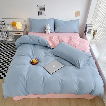 Purple Duvet Cover Microfiber Lavender Double Size Bedding Set,3pcs Comforter Cover with Zipper Closure Reverse Pink Quilt Cover