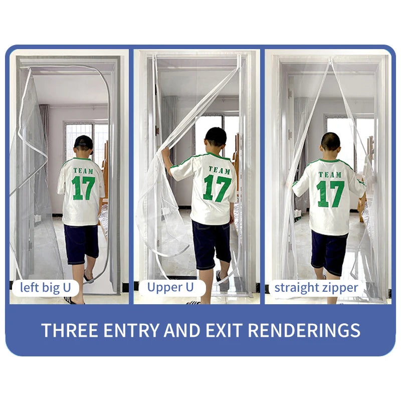 Zipper Door Screen Anti-cat PPT Nano Door Curtain Up Opening & Left Opening Shape Anti-mosquito Mesh Screen for Pet Living Room