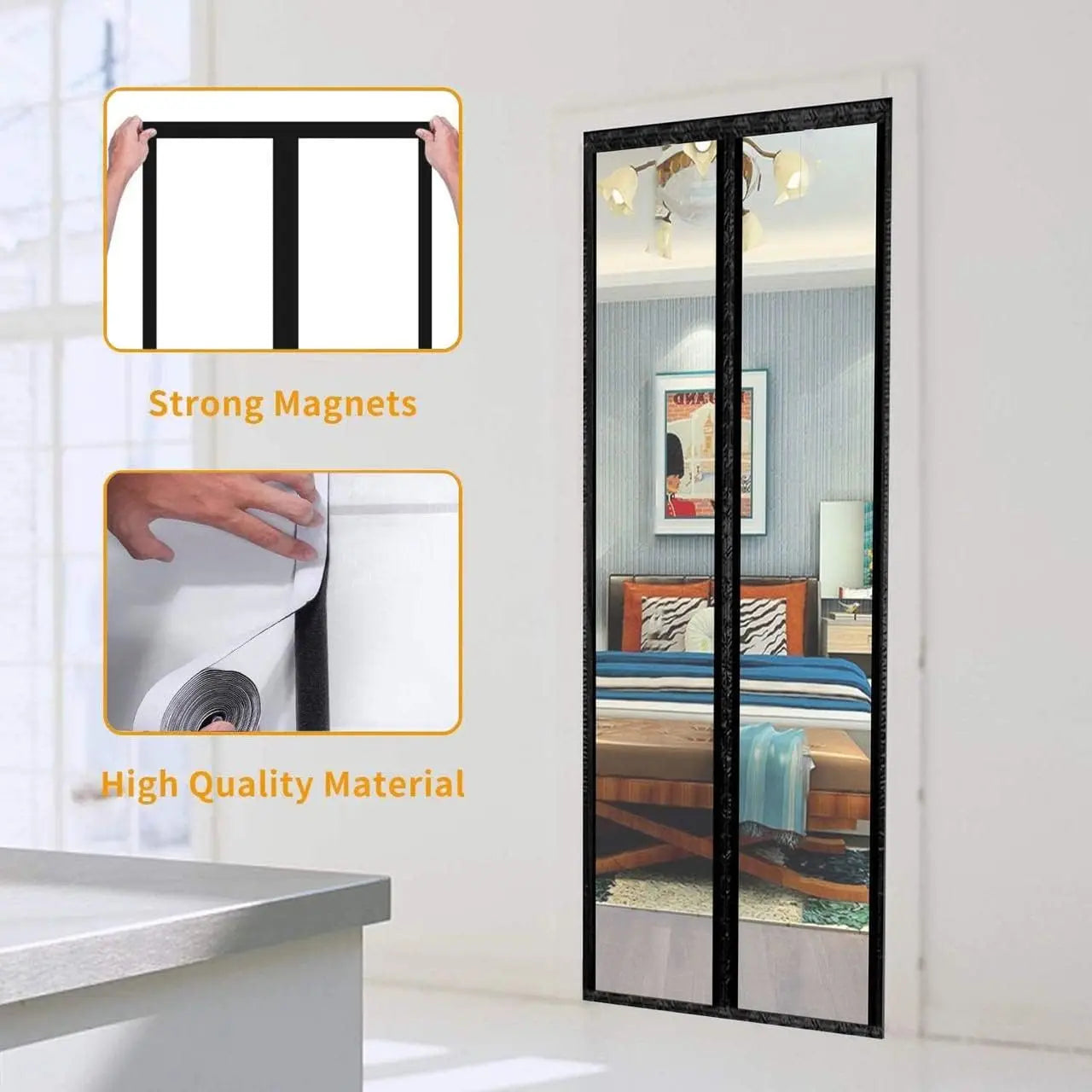 TPU Transparent Door Screen Warm Windproof Curtain Non Perforated Air Conditioning Door Film Magnetic Automatic Closing for Door