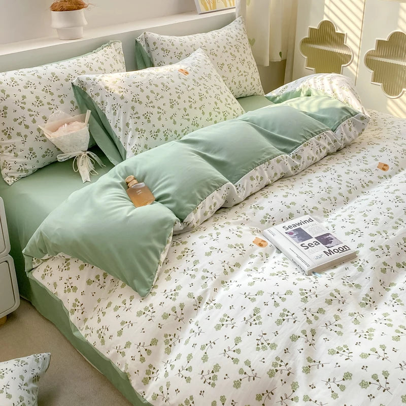 100% Washed Floral Bedding Set