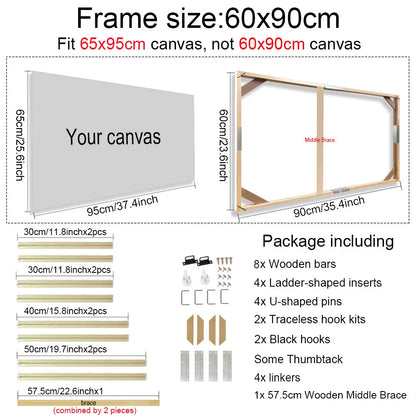 30x40 40x60 50x70cm Canvas Frame Wooden Frames Wooden Photo Oil Painting Canvas Diamond Painting Frames Canvas Wood Wall Frame