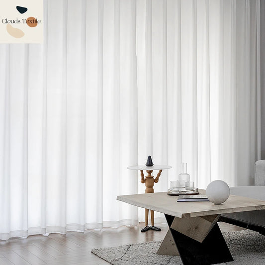1PC White Tulle High Quality Sheer Curtains for Living Room Bedroom Window Solid Color Door Screen Party Drapes Partition Door