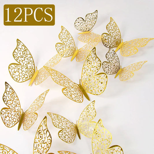 12Pcs 3D Hollow Butterfly Wall Stickers