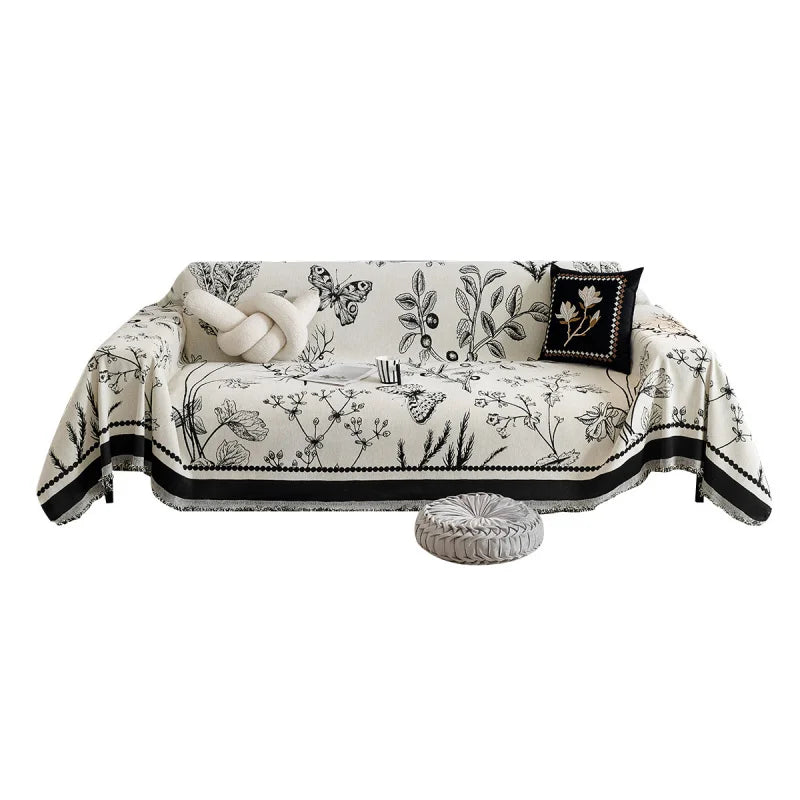 Vintage French Style Chenille Sofa Cover, Full Coverage for All Seasons, Luxury High-End Sofa Protector Slipcover