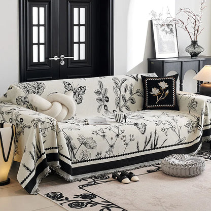 Vintage French Style Chenille Sofa Cover, Full Coverage for All Seasons, Luxury High-End Sofa Protector Slipcover
