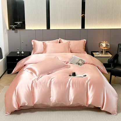 Luxury Bedding Set Solid Color Duvet Cover Bedsheet Pillowcase Smooth Satin Single Double King Queen Full Twin Size Quilt Cover