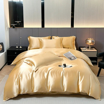 Luxury Bedding Set Solid Color Duvet Cover Bedsheet Pillowcase Smooth Satin Single Double King Queen Full Twin Size Quilt Cover