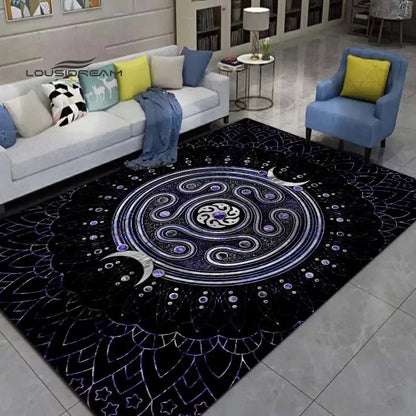 Gothic Witch Sacrifice Rugs Triple Moon Divination Home Living room Bedroom Large area soft carpet Halloween Decoration Rune # 6