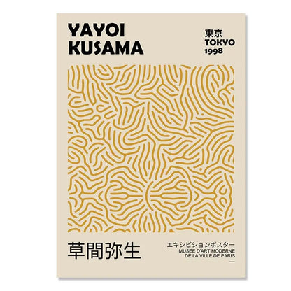 Abstract Yayoi Kusama Orange Canvas Art