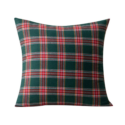 Christmas Tartan Plaid Pillow Case with Snowflake Design