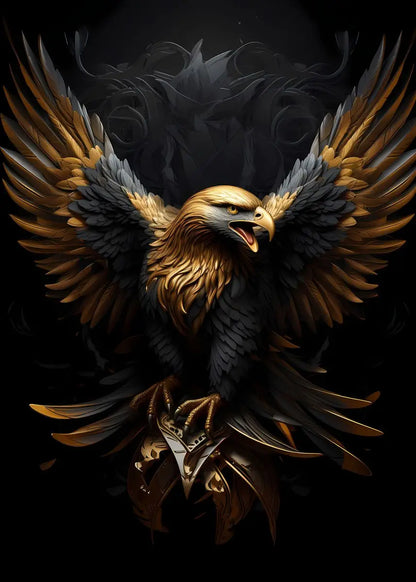 Golden Eagle Poster Bird Head Handsome Sharp Gold Animal Prints Canvas Painting Wall Art Pictures Home Room Modern Decoration