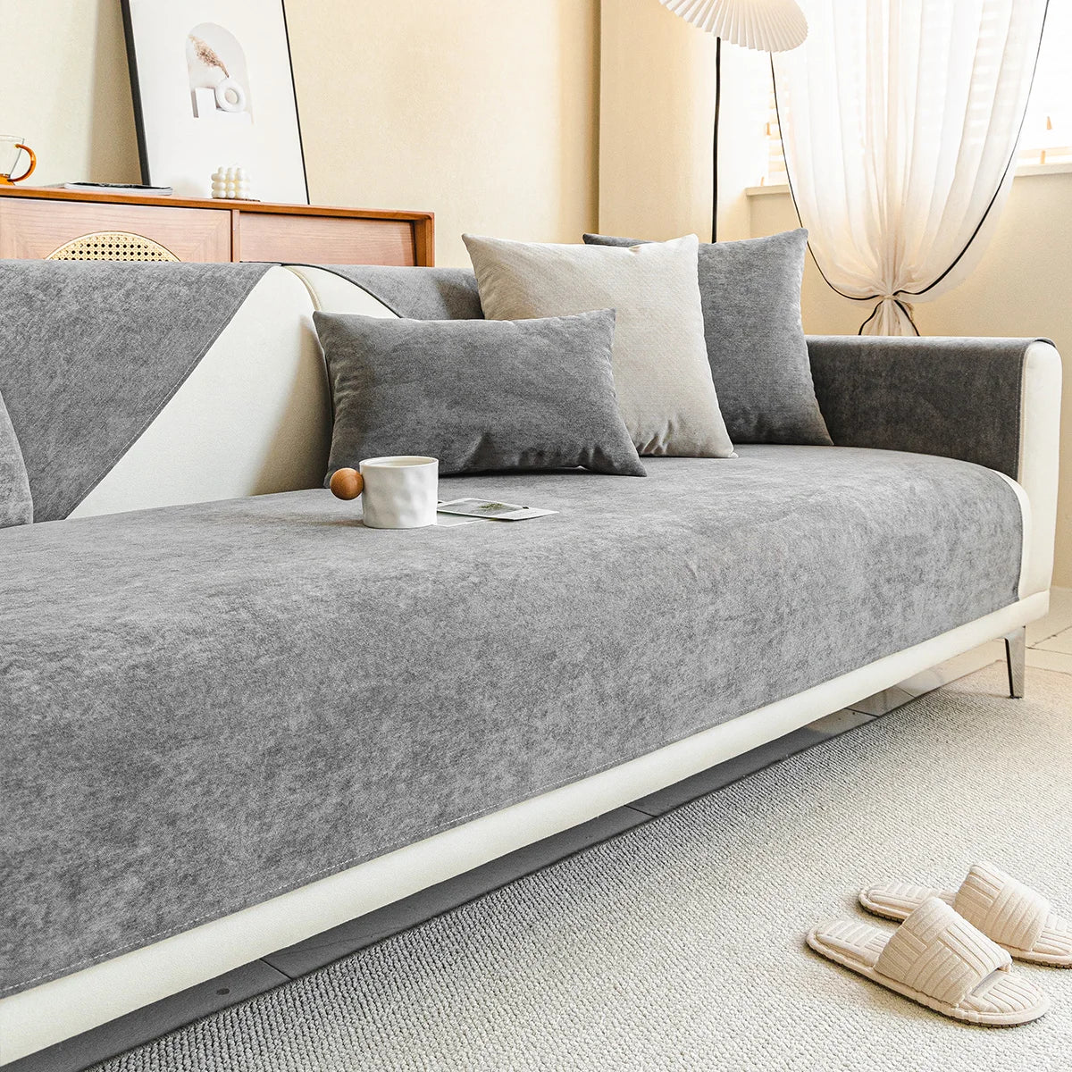 Waterproof Sofa Cover Solid Color Living Room Sofa Cushion Non-Slip Sofa Cushion Armrest Combination Covers