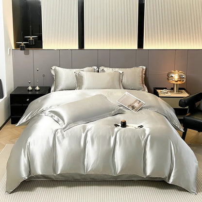 Luxury Bedding Set Solid Color Duvet Cover Bedsheet Pillowcase Smooth Satin Single Double King Queen Full Twin Size Quilt Cover