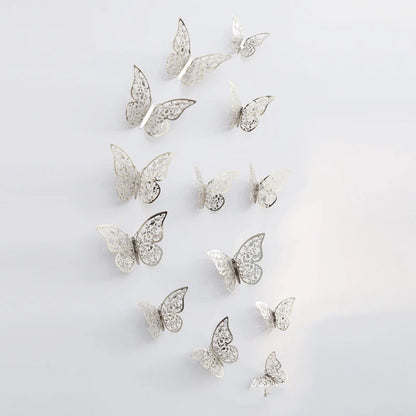12Pcs 3D Hollow Butterfly Wall Stickers