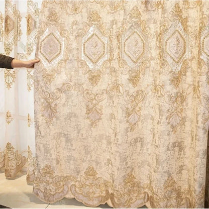 European Chenille Embroidery Luxury Curtains