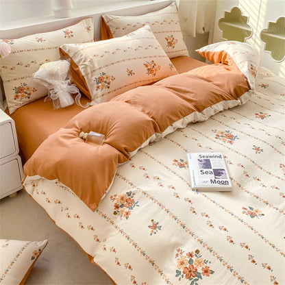 100% Washed Floral Bedding Set