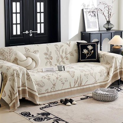 Vintage French Style Chenille Sofa Cover, Full Coverage for All Seasons, Luxury High-End Sofa Protector Slipcover