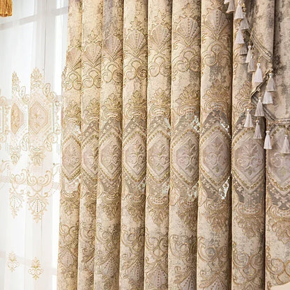 European Chenille Embroidery Luxury Curtains