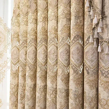 European Chenille Embroidery Luxury Curtains