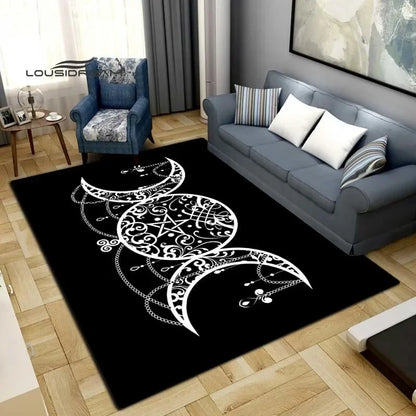 Gothic Witch Sacrifice Rugs Triple Moon Divination Home Living room Bedroom Large area soft carpet Halloween Decoration Rune # 6