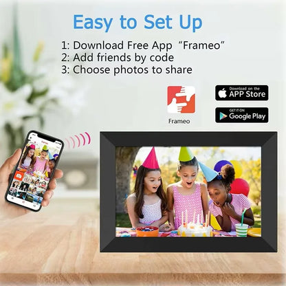 FRAMEO Digital Photo Frame WiFi 32GB 10.1 Inch 1280x800 IPS Touch Screen Digital Picture Frame Easy Setup Share Photo or Video
