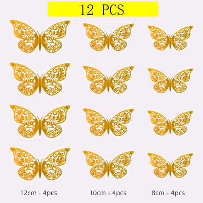 12Pcs 3D Hollow Butterfly Wall Stickers