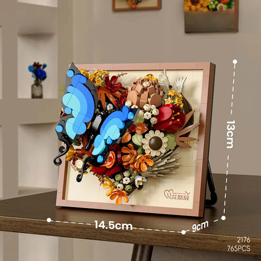 RiceBlcok 765pcs Flower Bouquet Building Blocks Set Creative Wall Art Framework Christmas Gifts home tabletop decoration