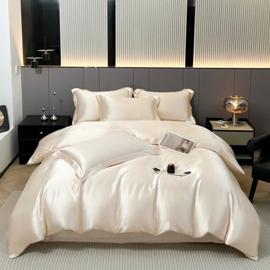 Luxury Bedding Set Solid Color Duvet Cover Bedsheet Pillowcase Smooth Satin Single Double King Queen Full Twin Size Quilt Cover