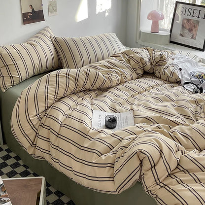 Stripe Comforter Set with Pillowcase & Bed Sheet