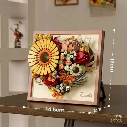 RiceBlcok 765pcs Flower Bouquet Building Blocks Set Creative Wall Art Framework Christmas Gifts home tabletop decoration