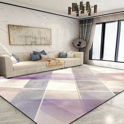 Modern Golden Geometric Non-slip Area Rug