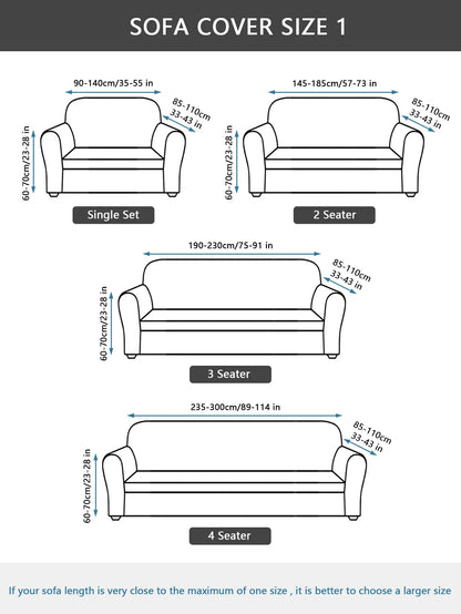 Floral Printed Stretch Sofa Cover with Elastic Band
