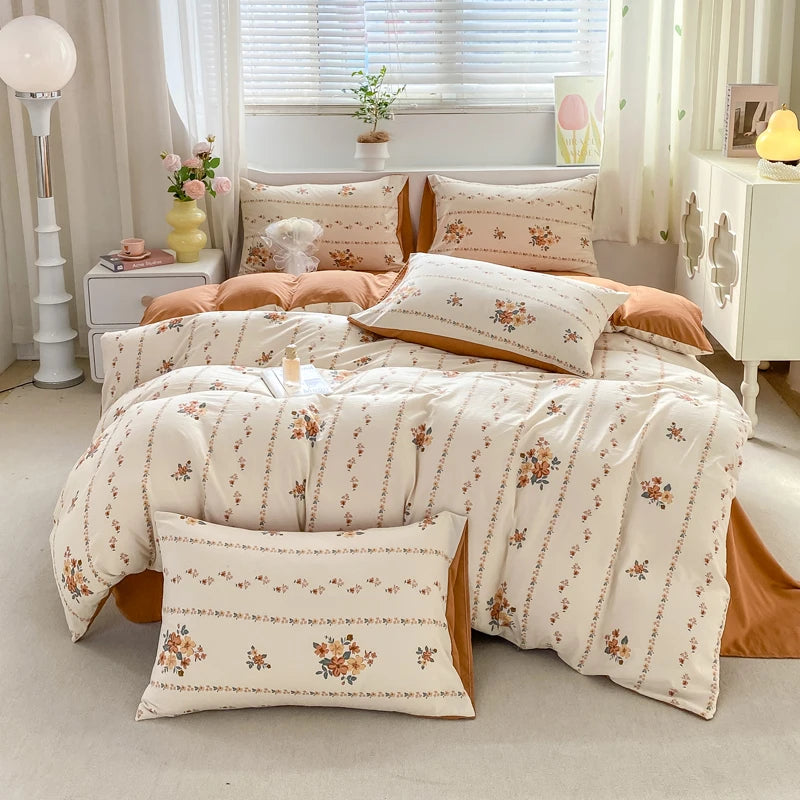 100% Washed Floral Bedding Set