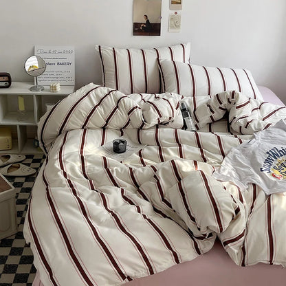 Stripe Comforter Set with Pillowcase & Bed Sheet