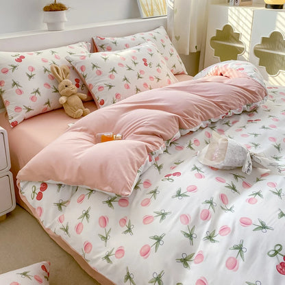 100% Washed Floral Bedding Set