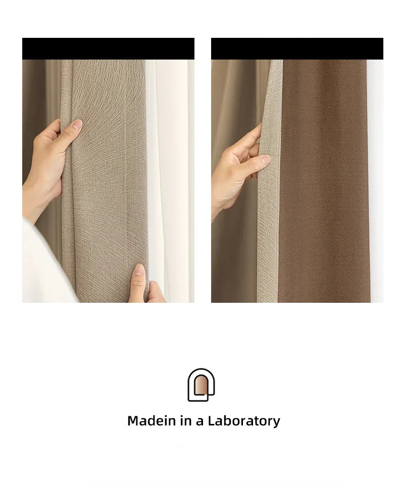Custom Beige Chenille Luxury Curtains