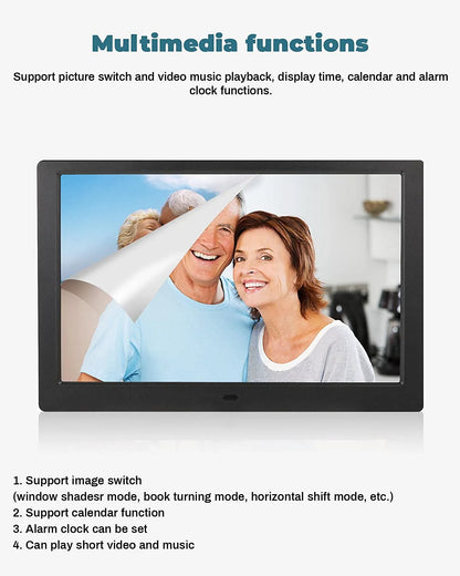 10"Digital Picture Photo Frame IPS Full-View Screen Photo Album 1280*800 Clock Calendar Video Player with Remote Control
