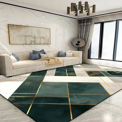 Modern Golden Geometric Non-slip Area Rug