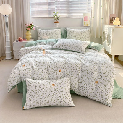 100% Washed Floral Bedding Set