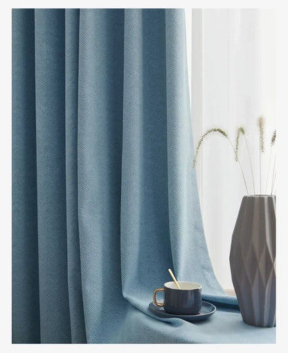 2025 new thickened French light luxury cream curtain cloth solid color bedroom living room full blackout sunscreen cotton linen