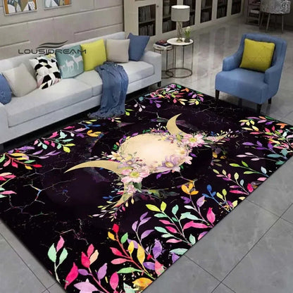 Gothic Witch Sacrifice Rugs Triple Moon Divination Home Living room Bedroom Large area soft carpet Halloween Decoration Rune # 6