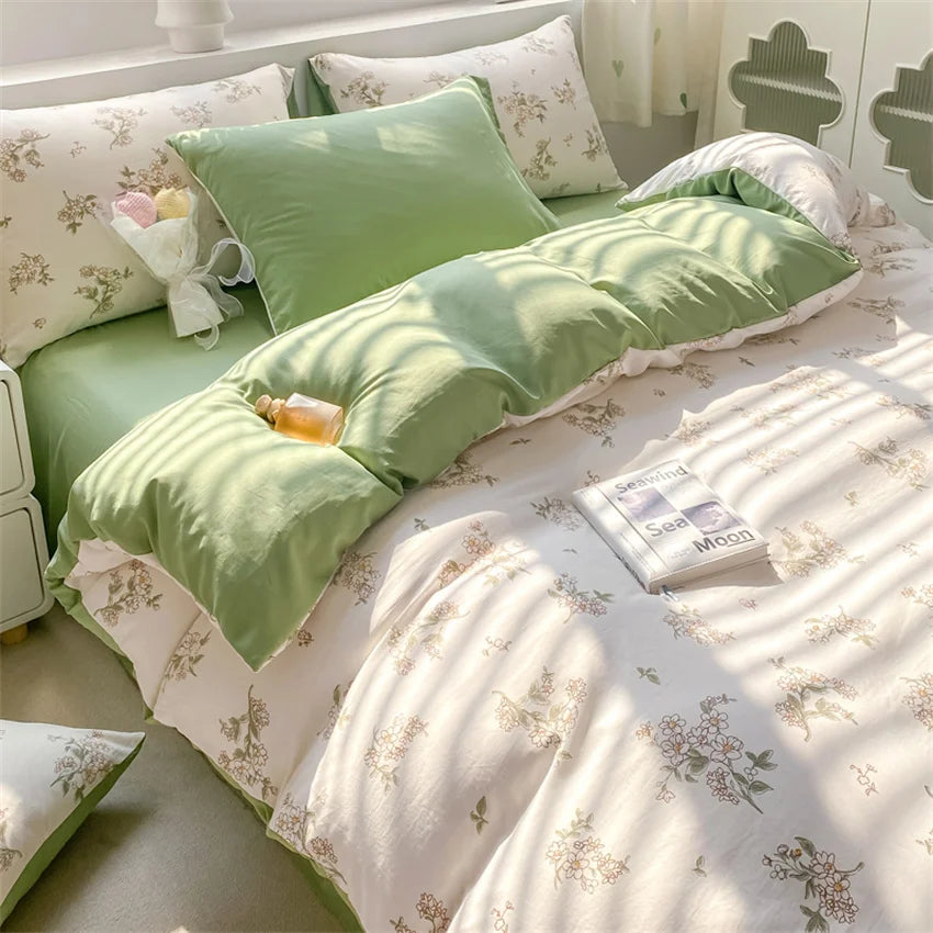 100% Washed Floral Bedding Set
