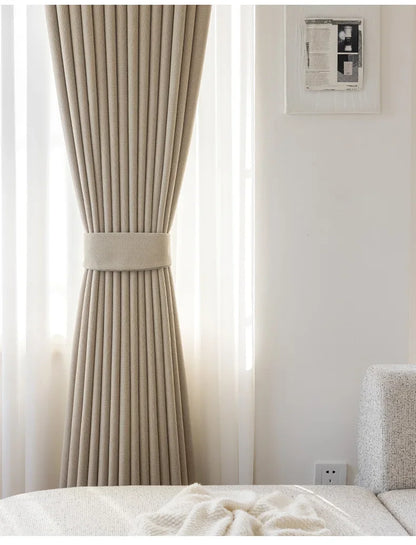 Custom Beige Chenille Luxury Curtains